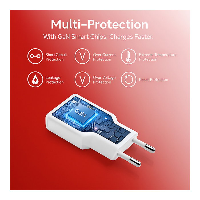 EQUIP Cargador Slim GaN 20W con 2 Puertos USB-C PD3.0/USB-A Blanco