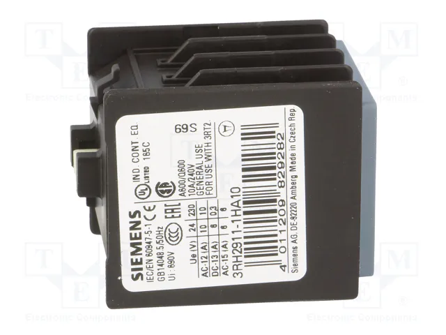 SIEMENS 3RH2911-1HA10 Contactores Auxiliares S0, S00, S2 con Agarres de Tornillo