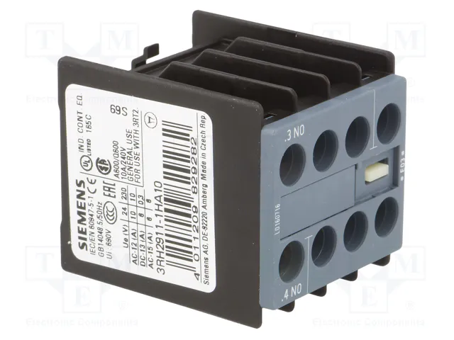 SIEMENS 3RH2911-1HA10 Contactores Auxiliares S0, S00, S2 con Agarres de Tornillo