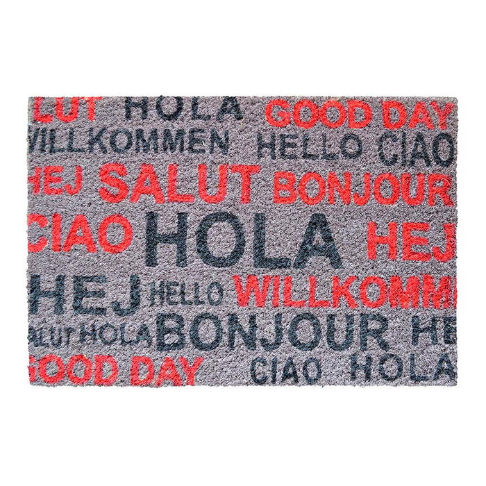 Tarres Felpudo de Fibra de Coco Pintado Diseño Saludos 60 x 40 cm