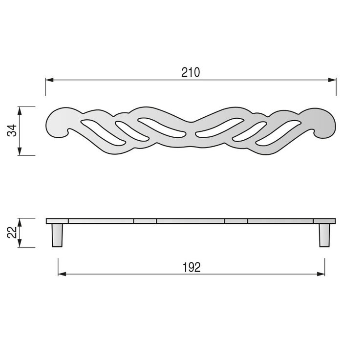 HERRAJES ALK Moustache Tirador Zamak 192Mm Acabado Bronce