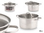 KINVARA Cacerola de Inducción con Tapa de Cristal 22 cm, Plata