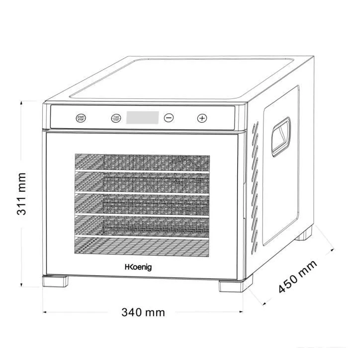Hkoenig Deshidratador de alimentos DSY900 Temporizador Temperatura variable Potencia 650 W