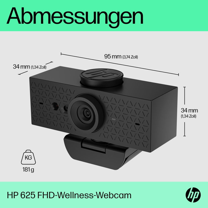 HP Webcam 625 FHD USB, Negro HP Webcam 625 FHD USB, Negro