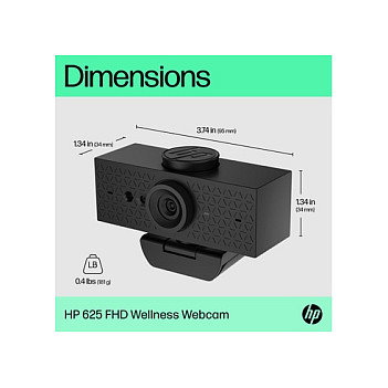 HP Webcam 625 FHD con IA y Windows Hello, Negro