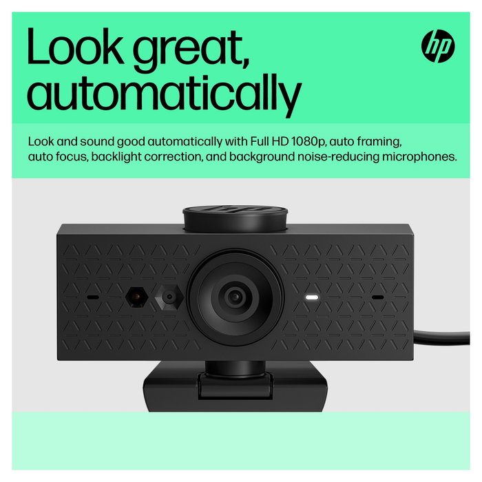 HP Webcam 625 FHD con IA y Windows Hello, Negro