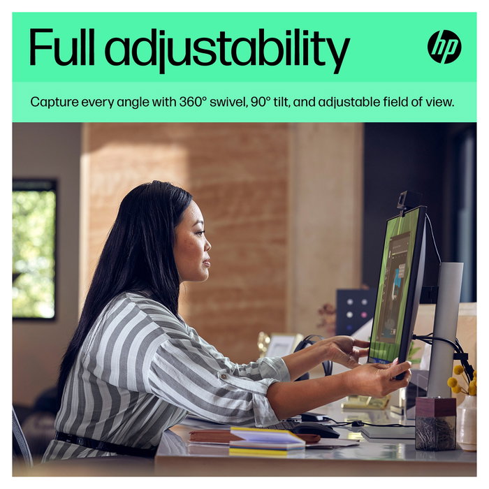 HP Webcam 625 FHD con IA y Windows Hello, Negro