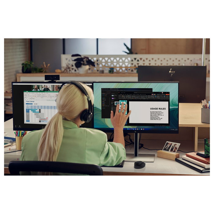 HP Webcam 625 FHD con IA y Windows Hello, Negro