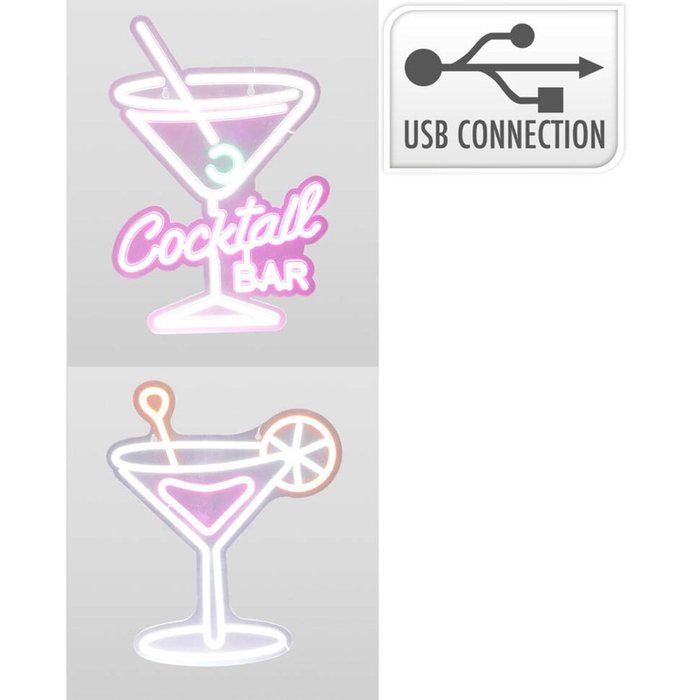Basics Luz Led Neón Decorativa Cocktail Bar Multicolor, 30 x 38 cm, USB, 180 cm