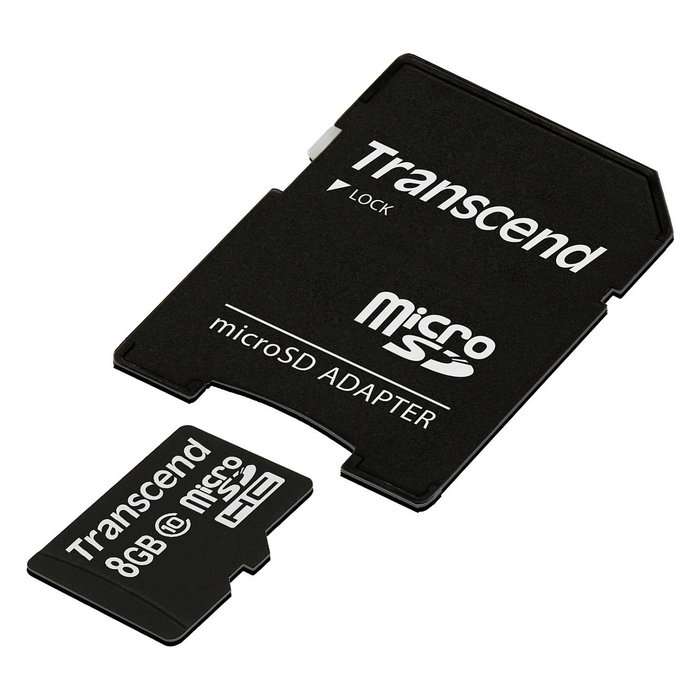 Transcend TS8GUSDHC10 MicroSDHC 8GB Clase 10 | Lectura 90MB/s | Con Adaptador SD