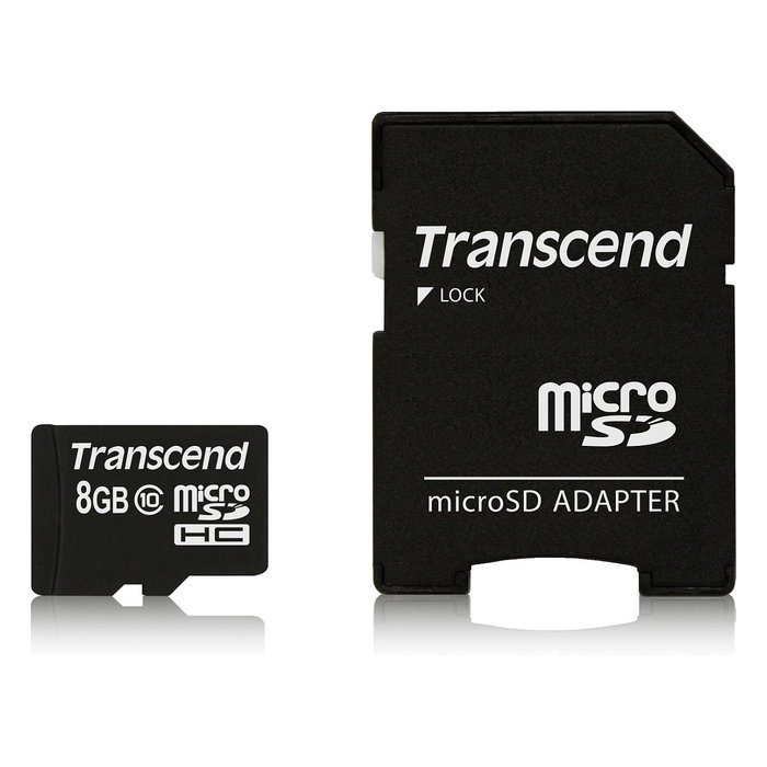 Transcend TS8GUSDHC10 MicroSDHC 8GB Clase 10 | Lectura 90MB/s | Con Adaptador SD