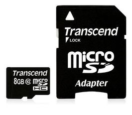 Transcend MicroSD Card SDHC 8GB + AdaptemicroSDXC/SDHC Class 10 8GB