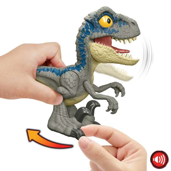 Figura dinosaurio jurassic world mega roar blue con sonidos. 21,59x10,16x43 cm