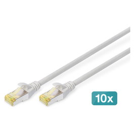 Digitus Pack de 10 cables de conexión CAT 6A S/FTP, 0,5m, Gris