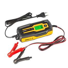 Powerplus Cargador Inteligente de Baterías 12V 120Ah 70W para Coche, Moto, Barco con Display LCD, Resistente Agua IP65 y Protección