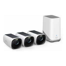 Anker eufyCam S330 (eufyCam 3) - Cámara de Seguridad IP Inalámbrica de Exterior 4K con Videoserver y 3 Cámaras, Negro/Blanco