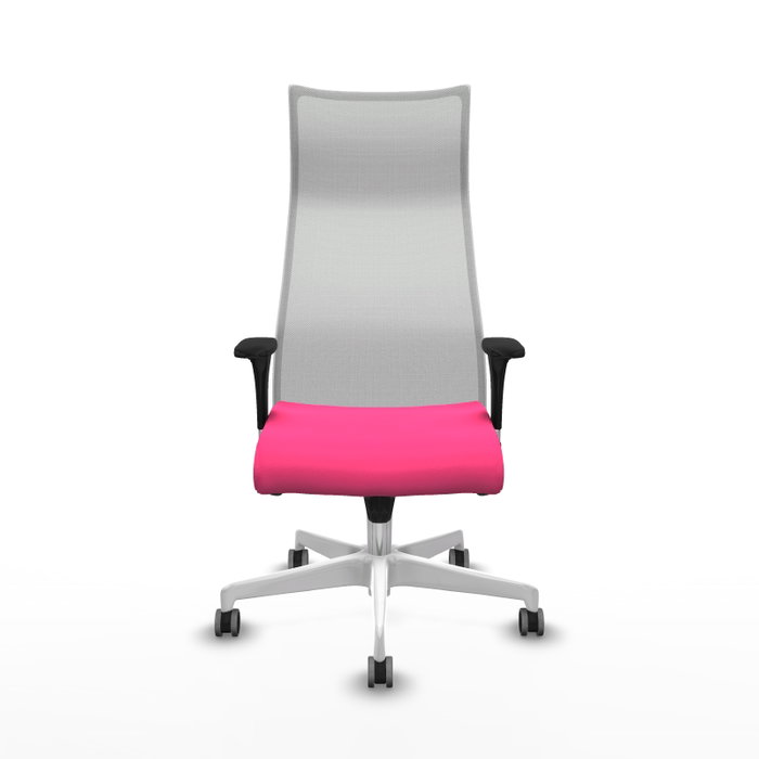PIQUERAS Y CRESPO Sillón Albacete con mecanismo Sincro, Similpiel Rosa y Malla Blanca