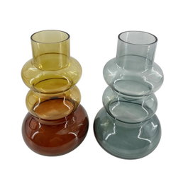 DKD Home Decor Set de 4 Jarrones de Cristal Marrón y Verde