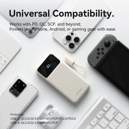 Vention Powerbank 10000 mAh 22.5W Negro con cable USB-C XGYB0-39-TY