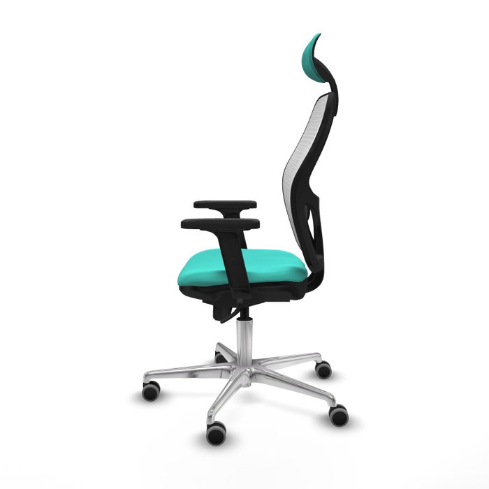 PIQUERAS Y CRESPO Silla de oficina Jorquera con mecanismo Sincro, Similpiel Turquesa y Malla Blanco