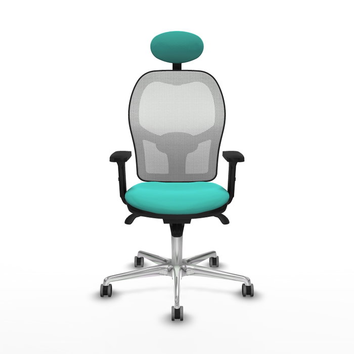 PIQUERAS Y CRESPO Silla de oficina Jorquera con mecanismo Sincro, Similpiel Turquesa y Malla Blanco