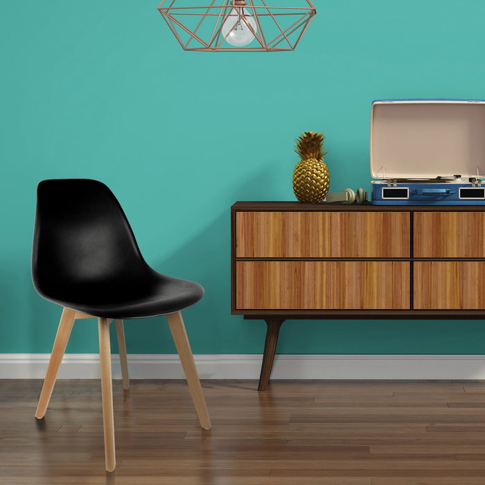 Home Deco Factory Silla STOCKHOLM Escandinava Negra Charles Eames Diseño Tulip Beech Madera Plástico 45.8x51.4x84.6 cm