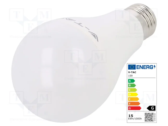 V-TAC Lámpara LED E27 Blanco Caliente 15W 1250lm V-TAC Lámpara LED E27 Blanco Caliente 15W 1250lm