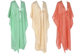 DKD Home Decor Kaftan Mediterraneo Saint Tropez Algodón Azul Coral 80 x 80 x 140 cm (3 Unidades)