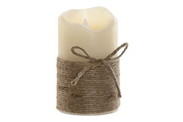 DKD Home Decor Vela Led Basicos Crema Marron 7.5 x 12.5 x 7.5 cm (16 Unidades)
