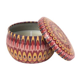 Home Deco Factory Velón Mandala Metal Colección Mirage 50g - Almendra, Higo, Pachuli, Rosa Oud - Parafina, Ø6 cm x 4 cm