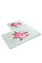 Mijölnir Monet Mint Juego de Alfombras de Baño de Poliéster, Antibacteriano y Antideslizante, 50x60cm y 60x100cm, 700 gr/m2
