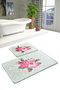 Mijölnir Monet Mint Juego de Alfombras de Baño de Poliéster, Antibacteriano y Antideslizante, 50x60cm y 60x100cm, 700 gr/m2