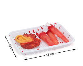 Bandeja Con Dedos, Oreja Y Despojos Humanos Ensangrentados 18x13 cm
