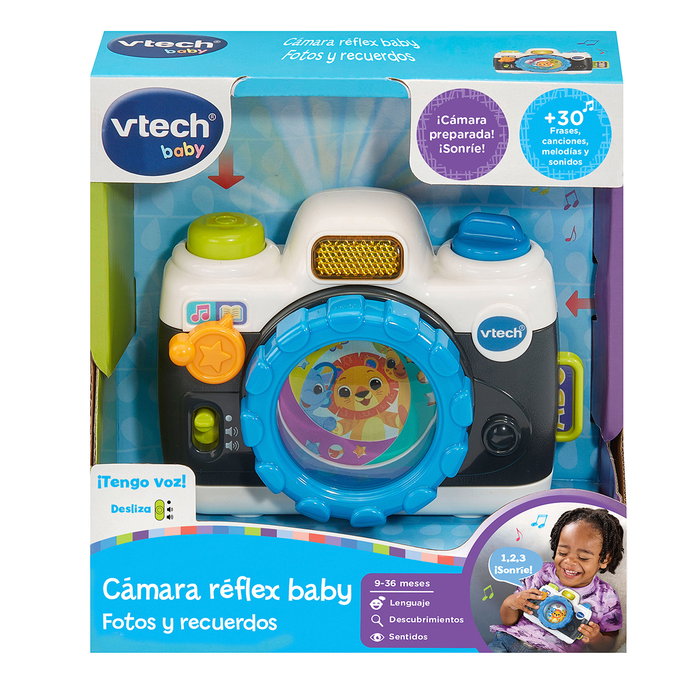 V-TECH Cámara Interactiva de Juguete para Bebés +9 Meses, Reflex Baby Fotos Y Recuerdos, Modos Aprendizaje y Música, Estilo Retro, Modelo 80-586322