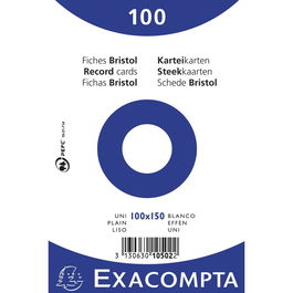Exacompta Paquete 100 Fichas Cartulina Bristol Retractil Liso Sin Taladro 100x150 mm Blanco