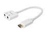 Equip Adaptador de Audio 133460 - Cable USB-C a 2 Jack 3.5mm Hembra para Auricular y Micrófono, Plug and Play, 15 cm, Blanco