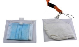 Funda Porta Mascarilla Iberplas Con Velcro, Lanyard Y Mosqueton Metalico Expositor De 25