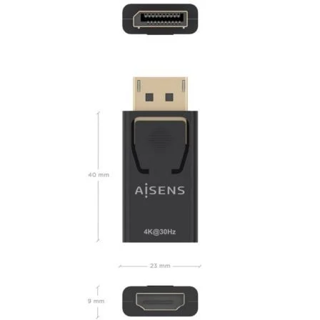 Aisens Conversor DisplayPort a HDMI 4K@30Hz, DP/M-HDMI/H, Negro