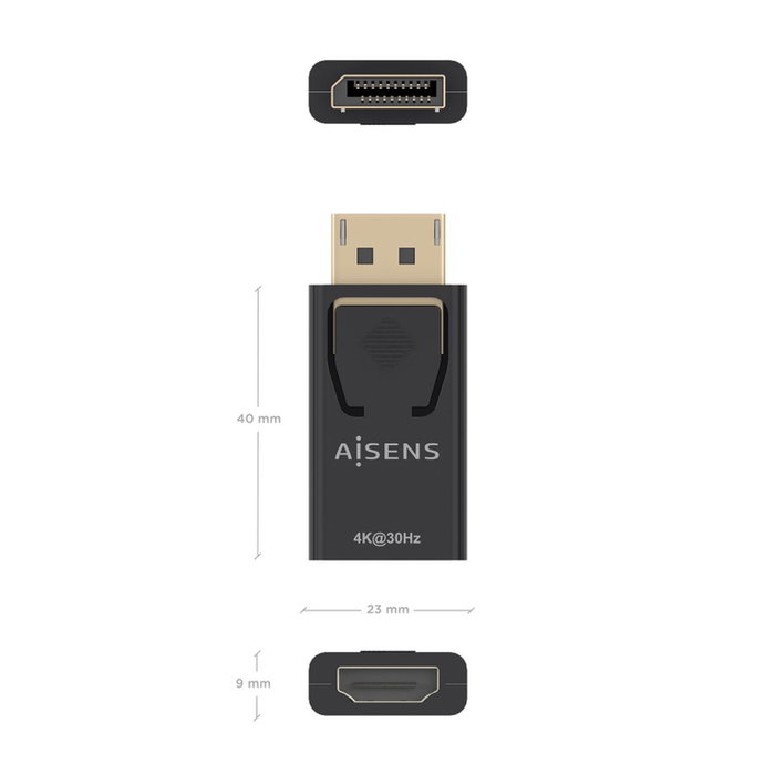 Aisens Conversor DisplayPort Macho a HDMI Hembra 4K@30Hz A125-0949 Negro