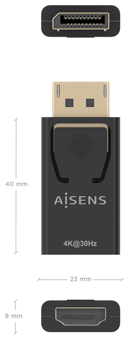 Aisens Conversor DisplayPort Macho a HDMI Hembra 4K@30Hz A125-0949 Negro