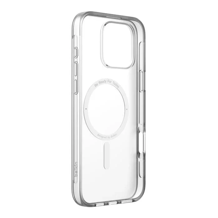 Belkin MSA028HQCL Funda Transparente Compatible con MagSafe para Apple iPhone 16 Pro Max, Protección contra Caídas 2 m, Resistente a Rayones y Anti-Amarilleamiento