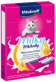 Vitakraft Milky Melody Queso para Gatos - Crema de Leche con Queso, 11x70gr