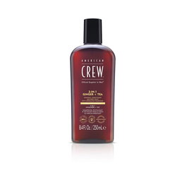 American Crew Champú, Acondicionador y Gel de Baño 3 en 1 Energizante con Aroma a Jengibre y Té 250ml