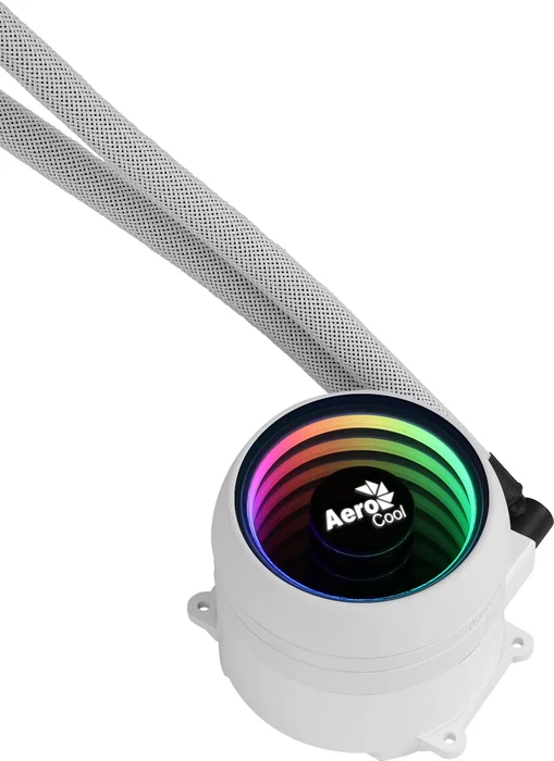 Aerocool Mirage L120 AIO - Sistema de Refrigeración Líquida para CPU, Ventilador RGB Direccionable de 120mm, Espejo Infinito, TDP 200W, Blanco, Compatible con Aura Sync/Mystic Light