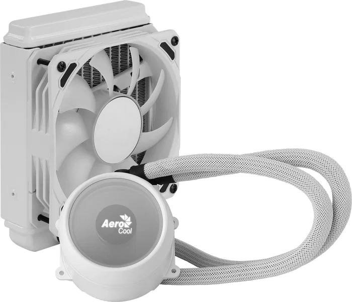 Aerocool Mirage L120 AIO - Sistema de Refrigeración Líquida para CPU, Ventilador RGB Direccionable de 120mm, Espejo Infinito, TDP 200W, Blanco, Compatible con Aura Sync/Mystic Light
