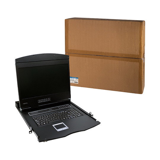 LogiLink Consola KVM con pantalla LCD de 19 pulgadas, VGA y teclado US