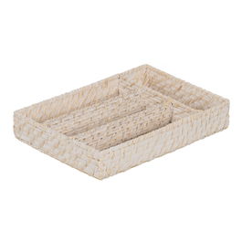 Bandeja Cubiertos Blanco Fibra Natural 34 X 24 X 6 cm (Set de 2)