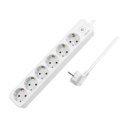 LogiLink Regleta de 6 tomas CEE 7/3 con interruptor, 1,5 m
