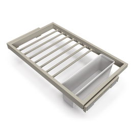 Emuca Kit de 7 varillas pantalonero, 1 bandeja y bastidor de guías con cierre suave para armarios, regulable, módulo 800mm, Gris piedra