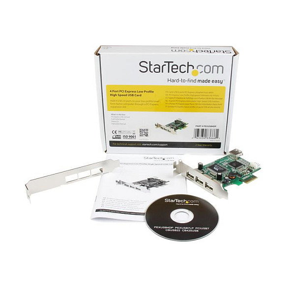 StarTech.com Tarjeta PCI Express USB 2.0 de Perfil Bajo - 4 Puertos (3 Externos + 1 Interno) - Compatible con Windows, Mac, Linux - IC VIA/VLI VT6212, 0.48 Gbit/s